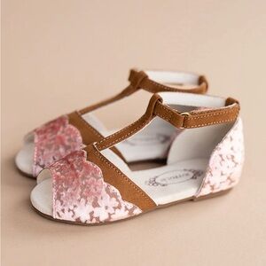 NWT $68 dressy shoes - Joyfolie Girl's Light Pink Stella T-Strap Sandal Size 1